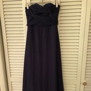 Navy long bridesmaids dress